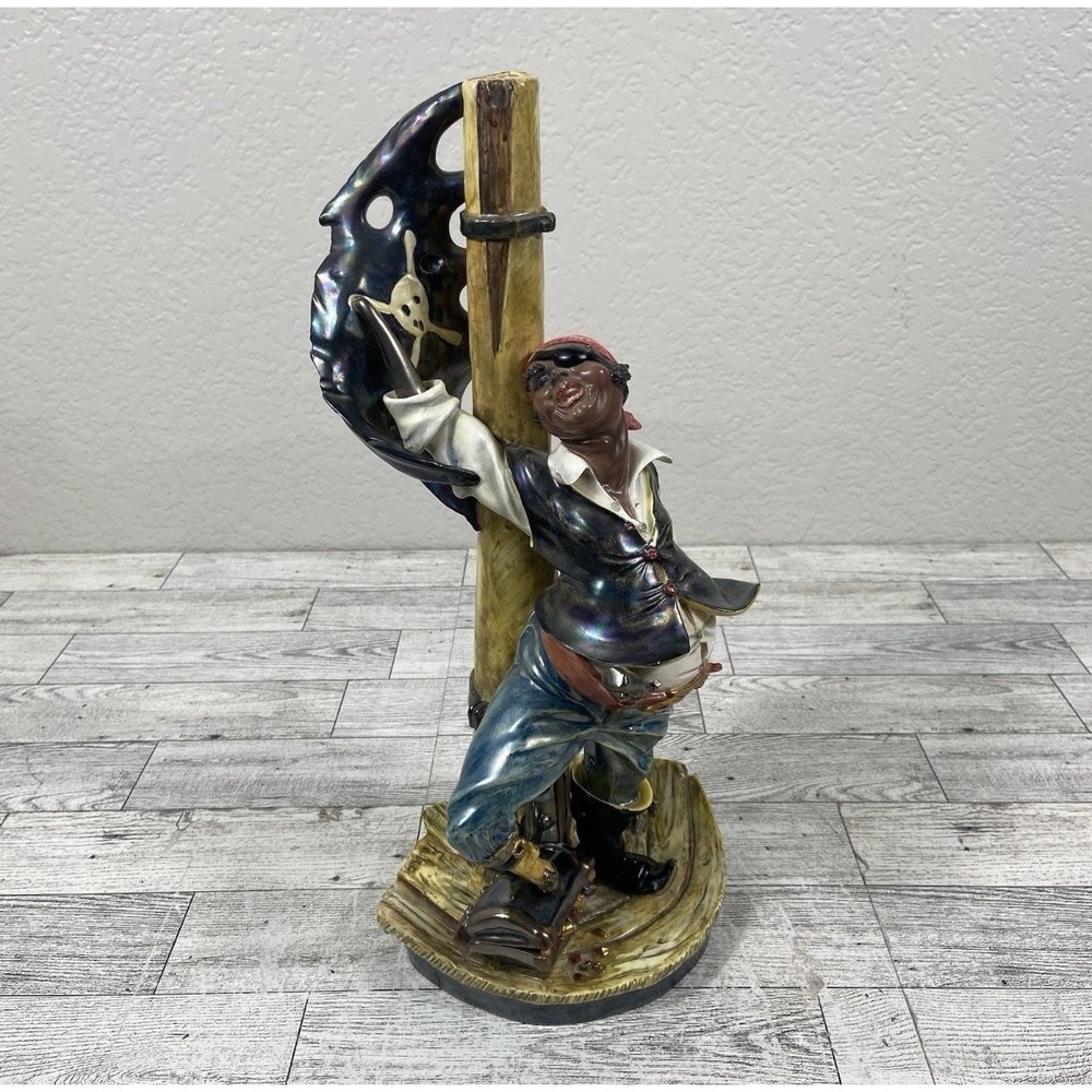 Rare Porcelain Azzolin Brothers Prop. Carron ( Falcon) Pirate Statue